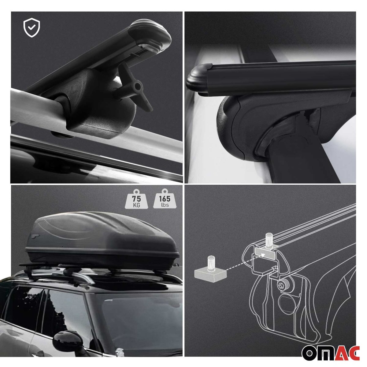 Ford Explorer Roof Rack Cross Bars - Omac - Boldbar V1 - Black - '02-'05
